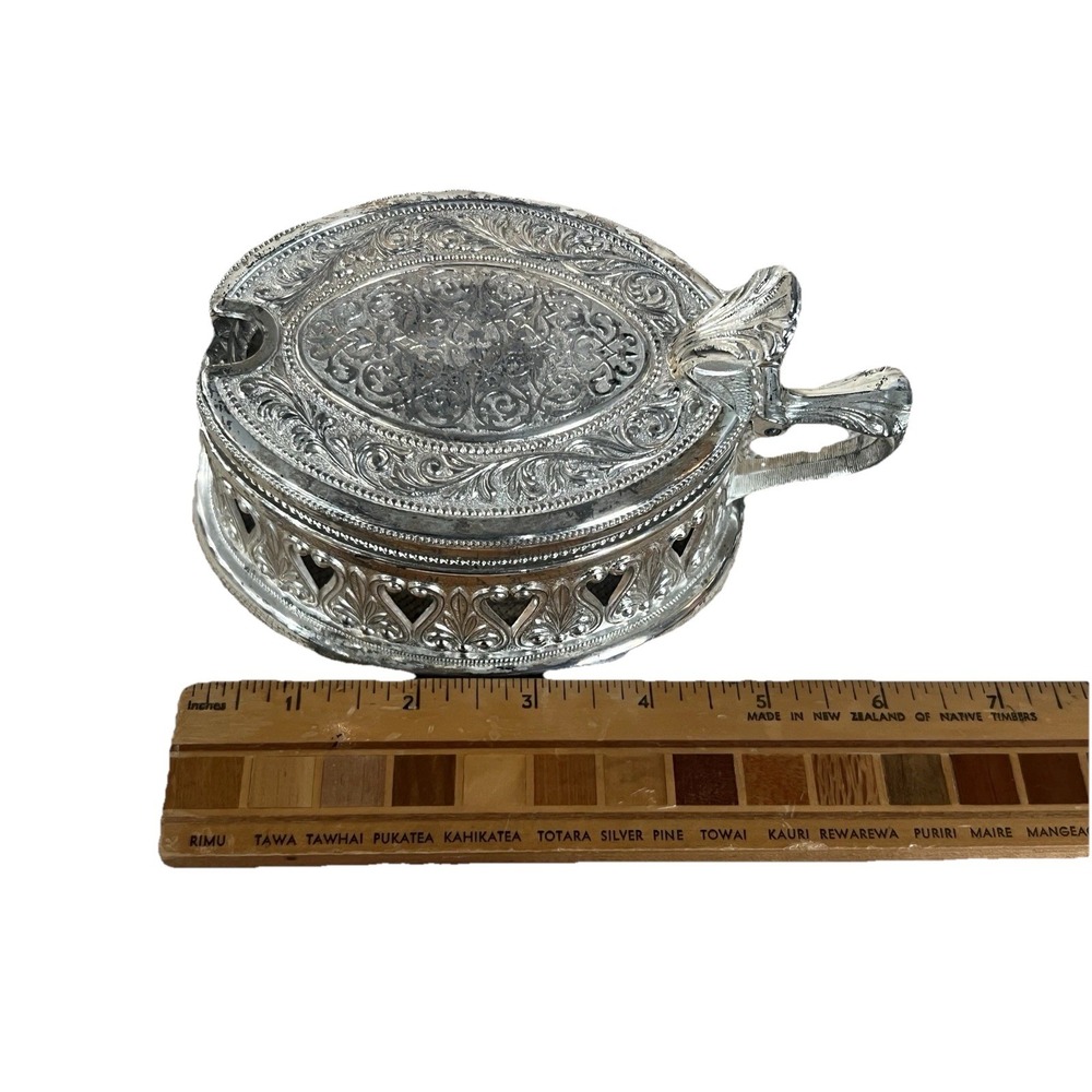 Vintage Italian Crystal Sugar Bowl Silver Plate Hearts Made in Italy Candy‎ Dish - Picture 2 of 11